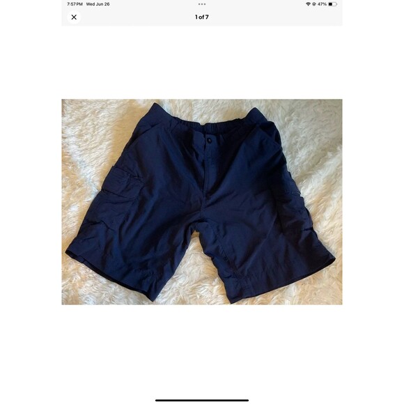 Magellan Outdoors Fish Gear Men’s Mega Repel Fish Gear Blue Cargo Shorts Size L - Picture 1 of 7